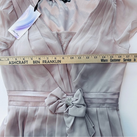 NWT Alisa Pan  Women’s Size 10 Cap Sleeves Short Coctail Dress Chiffon Side Zip - Picture 6 of 14